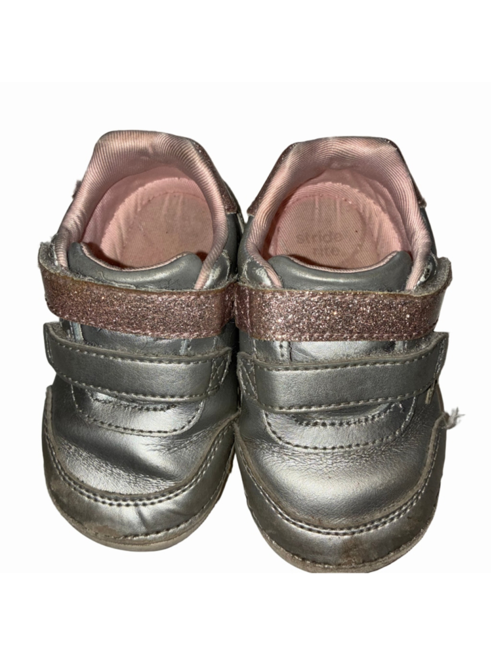 Stride Rite Soft Motion Toddler Leather Silver & Pink Walker Shoes Size 6W